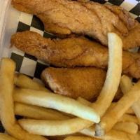 #1 Combo 3 Chicken Tenders · includes 3 tenders Fries and drink. your choice of 1 sauce ONLY and  blue cheese OR ranch