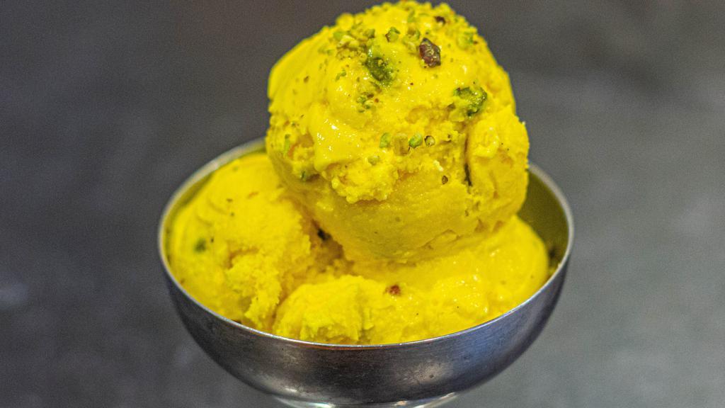 Saffron Ice Cream (Homemade!)  · Mix of saffron, rosewater, pistachios and dairy products that turned into the rich flavored ice cream.