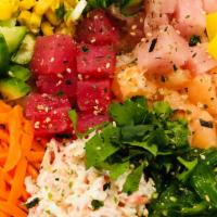 Poke Bowls (Large) · 4 Protein 3 Side. Contains raw fish and/or raw seafood. Consuming raw or undercooked meat, f...