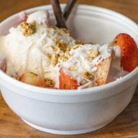 Strawberry Shortcake · Strawberry and vanilla ice cream topped with sweet cream, fresh strawberry, walnuts, cocoa s...