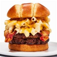 Bacon Mac & Cheese Burger · Savor comfort food at its finest with crispy bacon, creamy macaroni and cheese on one 1/4 lb...