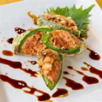 Heart Attack · Hot. Four pieces fried half jalapeño, spicy tuna, sweet sauce, sesame seed.