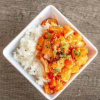 Sweet & Sour Chicken Bowl · Crispy battered chicken, classic homestyle sweet and sour sauce. Served with pineapple, bell...