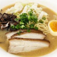 Miso Ramen · Popular item. Bean paste base, served with two half soft-boiled egg, chashu (pork belly or l...