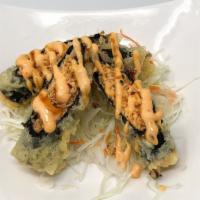 It'S The Sh!T (Must Try) · Spicy krabmeat wrapped in nori. Tempura fried, top with spicy mayo and touch of sweet soy.