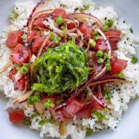 The Classic · Ahi Tuna, Red Onion, Seaweed Salad, Classic Sauce, Extra Scallion, Sesame Seed