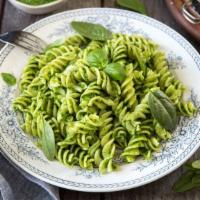 Pesto Pasta · Your choice of pasta tossed in a savory pesto sauce and  grated parmesan cheese, served with...