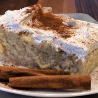 Tres Leches · Sponge cake soaked in three kinds of milk.