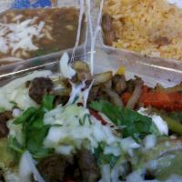 Fajita Plate · Comes with rice and beans and with 5 Corn tortillas