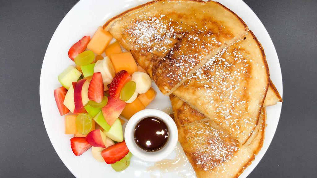 No Rules Pancakes  · Coconut pancake & side of fruit. Add Bacon + $2.