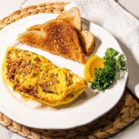 Peglet Omelette · Jack & cheddar w/ choice of ham, sausage or bacon.