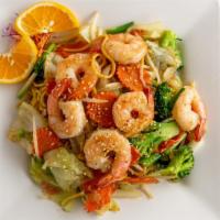 Sesame Yakisoba · Fresh Japanese egg noodles with stir fried cabbage, carrots, broccoli, onion, sprouts, green...