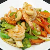 Cashew Stir Fry · Your choice of meat stir fried with bell pepper, onion, broccoli, water chestnuts, baby corn...