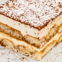 Tiramisu · Coffee-flavored Italian dessert. It is made of ladyfingers, dipped in coffee, layered with a...