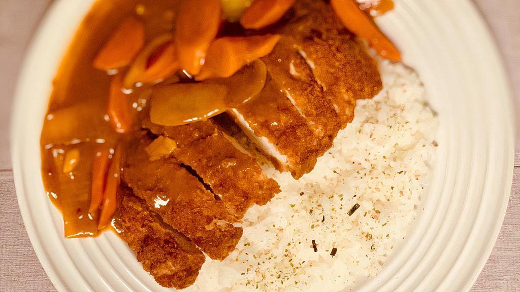 Chicken/Pork Carrot Curry · ***Choose Chicken or Pork Tonkatsu. 
Chicken or Pork Tonkatsu, Carrot (Steamed), Rice, Sesame Seed and Curry Sauce.