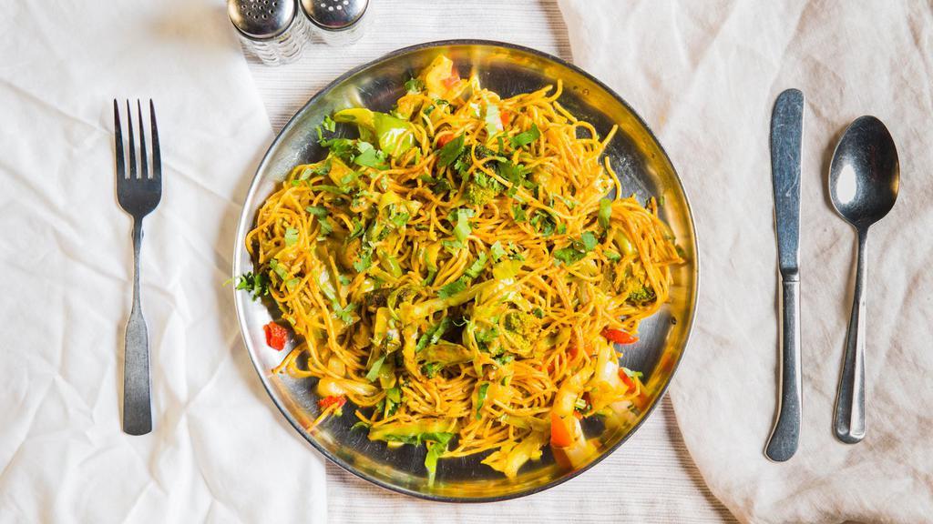 Vegetable Chow Chow · Special noodles cooked with cabbage, mushroom, green peas, bell pepper, onion, cilantro, broccoli and spices.