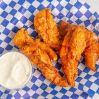 Buffalo Tenders · Boneless tenders tossed in sweet or spicy (Please Specify)  sauce. Served with your choice o...