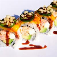 Yummy Roll · In: crab meat, cream cheese, avocado.
Out: mango, jalapeño, sweet crunch.
These items may be...