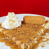 Lotus Crepe · Crepe filled with lotus sauce and topped with crushed lotus biscoff.