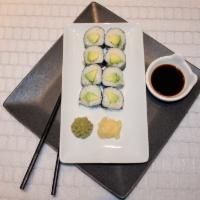 Avocado Roll (8Pcs) · Seaweed, rice and avocado.