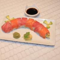 Rainbow Roll (8Pcs) · California roll topped with tuna, salmon, cooked shrimp & avocado.