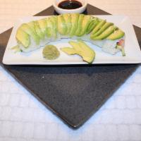 Caterpillar Roll (8Pcs) · California roll topped with avocado slices, sesame seeds & Japanese BBQ sauce.