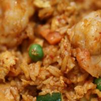 Gwai Wer Shrimp Fried Rice · Spicy. Zucchini, peas, white mushrooms, onion, Korean chili, curry, Chinese BBQ sauce.