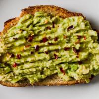 Avocado Toast · Under 500 calories. Cracked grain toast, avocado, tomato, feta cheese, sprouts, scrambled eg...