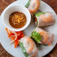 Salad Rolls W/Pork & Shrimp (Gf) · Pork and shrimp wrapped in rice paper, with vermicelli rice noodles, lettuce, pickled carrot...
