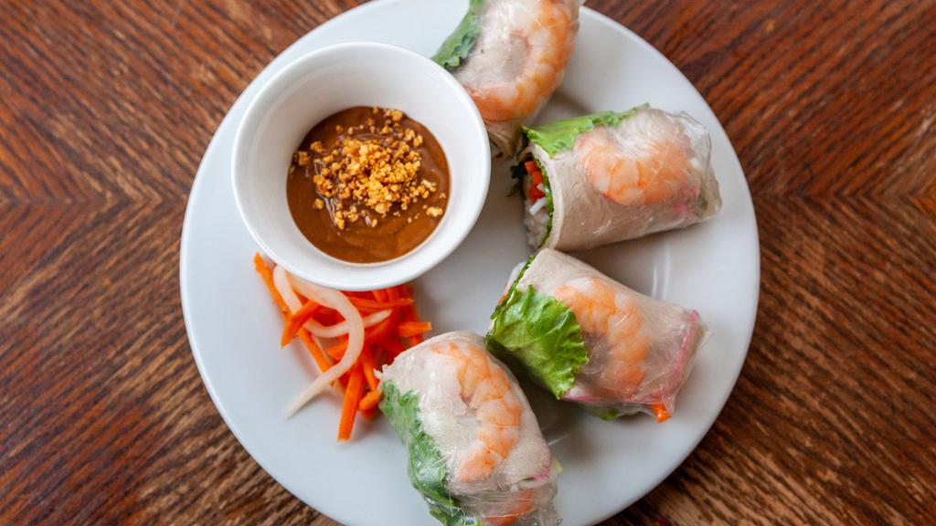 Salad Rolls W/Fried Tofu (Gf,V) · Fried tofu wrapped in rice paper, with vermicelli rice noodles, lettuce, pickled carrots and daikon, cucumber, and mint. Served with a side of housemade peanut sauce (not gluten-free).