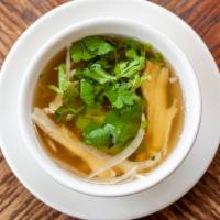 Cup Of Pho Broth - Chicken (Gf) · Grandma's chicken broth with shredded chicken breast, onions, and cilantro.