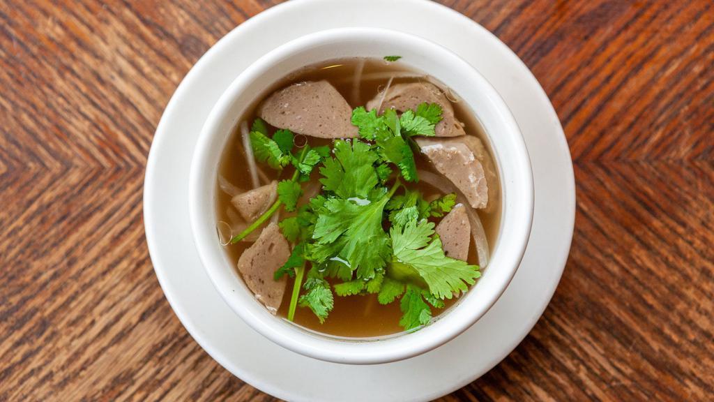 Cup Of Pho Broth - Beef (Gf) · Grandma's beef broth with beef meatballs, onions, and cilantro.