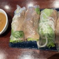Fresh Spring Rolls · Rice popper rolls with pork, tofu or chciken  with vermicell noodles, mint roves, bean sprou...