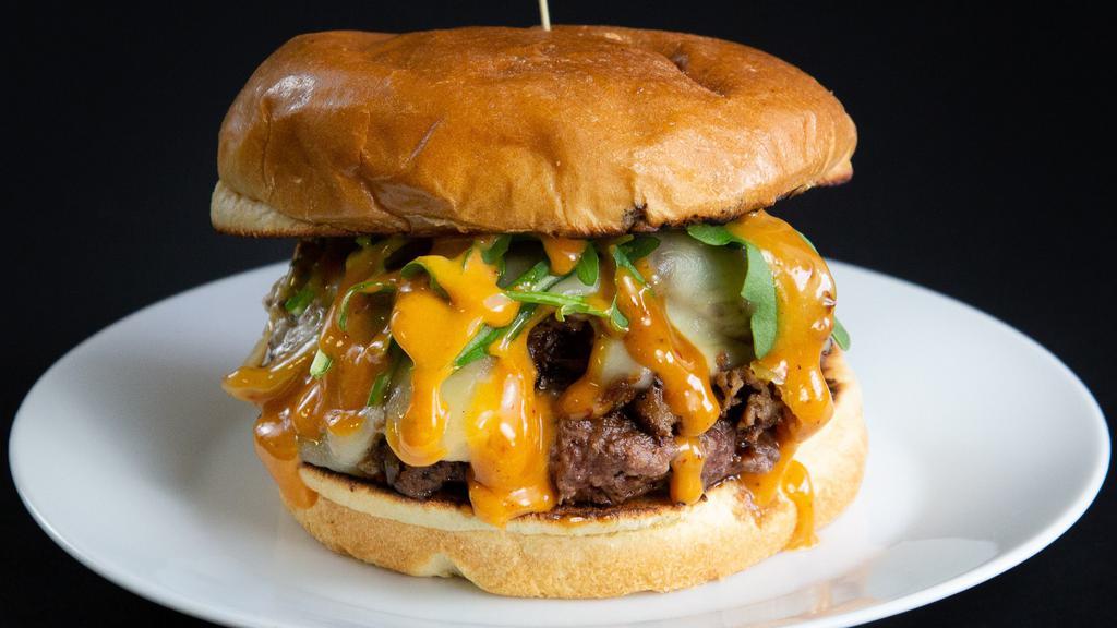 The Fresh Prince · shaved ribeye // provolone // pepperoncini peppers // caramelized onion // arugula //chipotle aioli