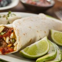 Grilled Chile Burrito · Burrito filled with diced pork and green chili sauce.