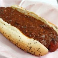 Chili Dog · Chili sauce with meat only top this vienna beef hotdog.