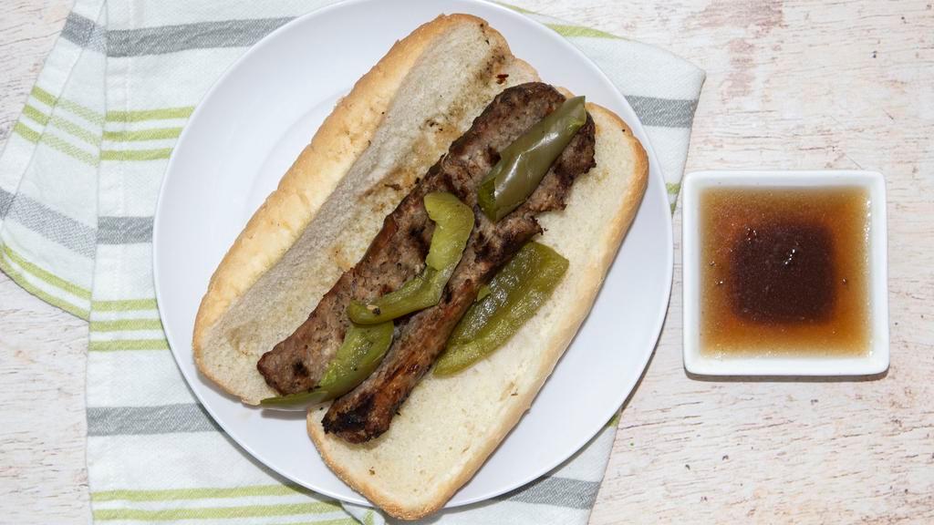 Italian Sausage · 1/3 lb. mild Italian sausage served on gonnella roll with sweet bell peppers or hot giardiniera.