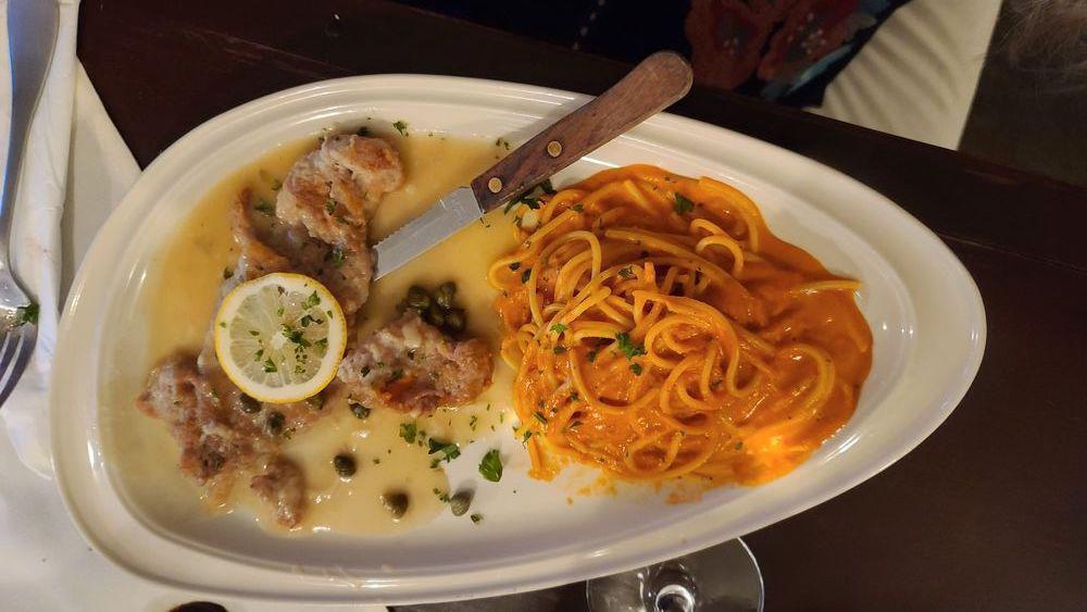 Veal Picatta · Veal cooked in lemon juice, with capers, white wine and butter sauce.