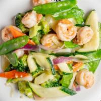 Shrimp With Vegetables · Shrimp sautéed with mixed vegetables in light sauce.