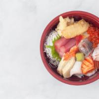 B-8. Chirashi Rice · Consuming raw or undercooked seafood or shellfish may increase your risk of food borne illne...