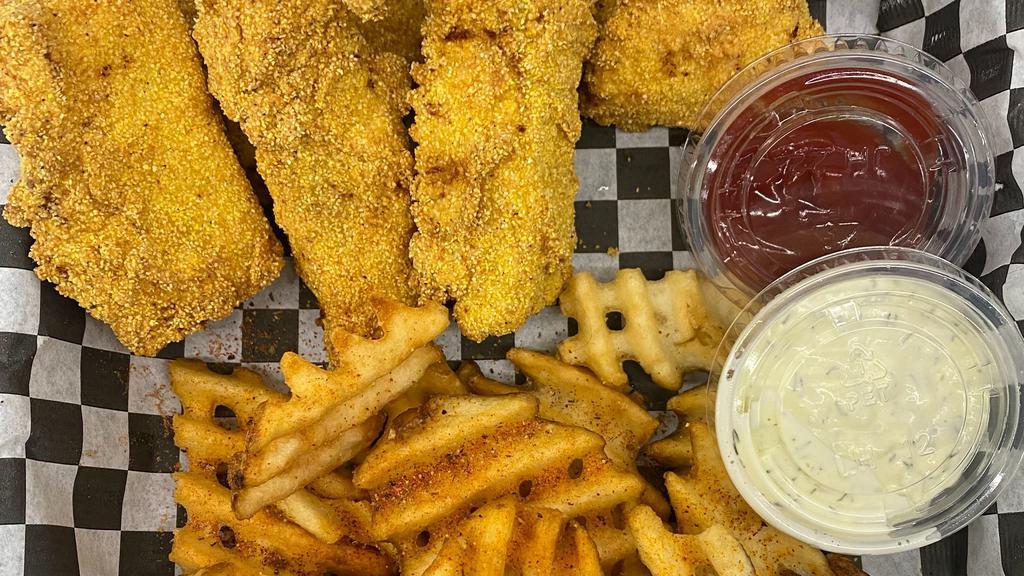 Southern Fried Catfish Nugget Basket  · Five Crispy Southern Fried Catfish Nuggets served with our House made Tatar Sauce for dipping. Served with hand cut fries.