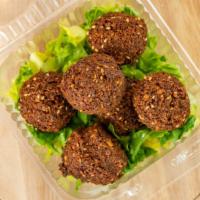Falafel (6 Pieces) · Mixture of garbanzo beans, parsley, cilantro, onions, garlic and spices made into balls and ...