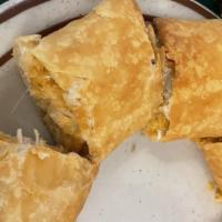 Flautas · Crispy flour tortillas stuffed with Chicken or Picadillo & Cheese. Includes Guacamole & Sour...