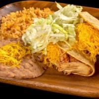 2 Chicken Tacos Combination Plate · Two shredded chicken tacos.
