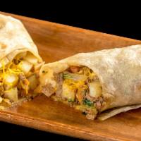 Arizona Burrito · Diced steak, potatoes, cheese, pico de gallo.