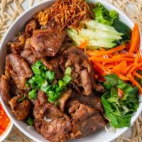 Bún Thịt Nướng - Grill Pork Vermicelli Bowl · Grill pork vermicelli. Vermicelli noodle and grill pork with assorted vegetable top with pea...