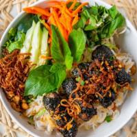 Bún Bo La Lot - Vermicelli Beef Betel Bowl · Beef wrap in La Lot Leaves . Vermicelli noodles and  beef la lot with assorted vegetable top...