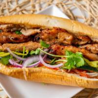 Grill Chicken Sandwich · Grill chicken sandwich (Serve with Cilantro, Jalapeño, Pickles Daikon Onion & Carrot, Tomato...