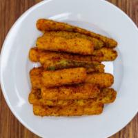 Fried Zucchini · Deep fried and crispy zucchini sticks, with house made ranch!
