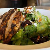 Harvest Salad · Mixed greens, toasted pepitas, feta cheese, dried cherries, spiced butternut squash, carrots...